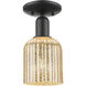 Bridal Veil 1 Light 5 inch Matte Black Semi-Flush Mount Ceiling Light in Mercury Glass