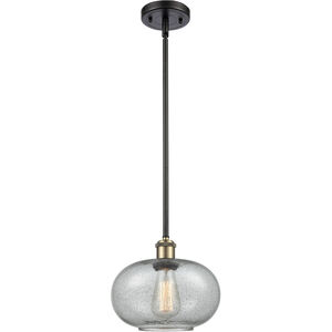 Ballston Gorham LED 10 inch Black Antique Brass Pendant Ceiling Light in Charcoal Glass, Ballston