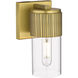 Bolivar 1 Light 4 inch Brushed Brass Sconce Wall Light in Clear Glass