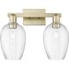 Preston 2 Light 16 inch Antique Brass Bath Vanity Light Wall Light in Clear Glass
