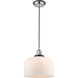Franklin Restoration X-Large Bell 1 Light 12 inch Polished Nickel/Matte Black Mini Pendant Ceiling Light in Matte White Glass