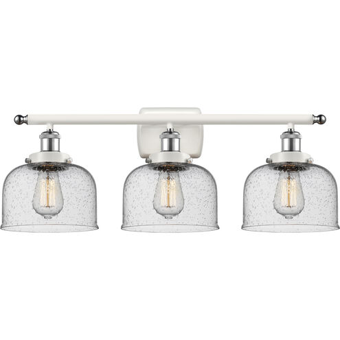 Ballston Large Bell LED 26 inch White and Polished Chrome Bath Vanity Light Wall Light in Seedy Glass