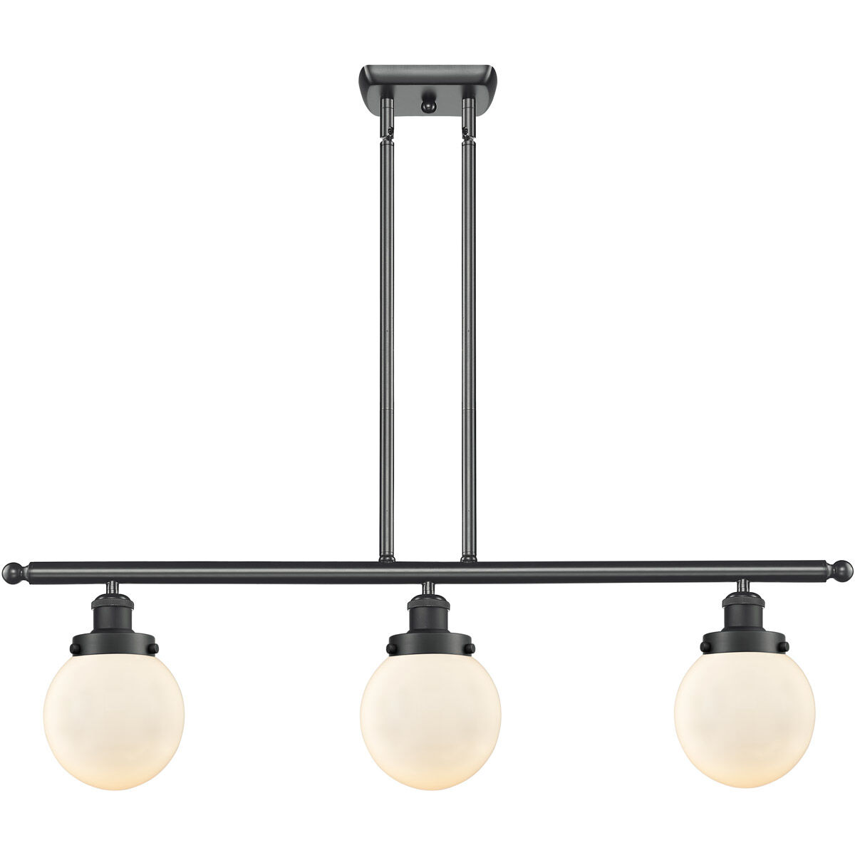Ballston Beacon LED 36 inch Matte Black Island Light Ceiling Light in Matte White Glass, Ballston