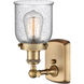 Ballston Small Bell LED 5 inch Brushed Brass Sconce Wall Light in Seedy Glass