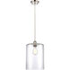 Ballston Large Cobbleskill LED 9 inch Polished Nickel Mini Pendant Ceiling Light in Clear Glass, Silver, Ballston
