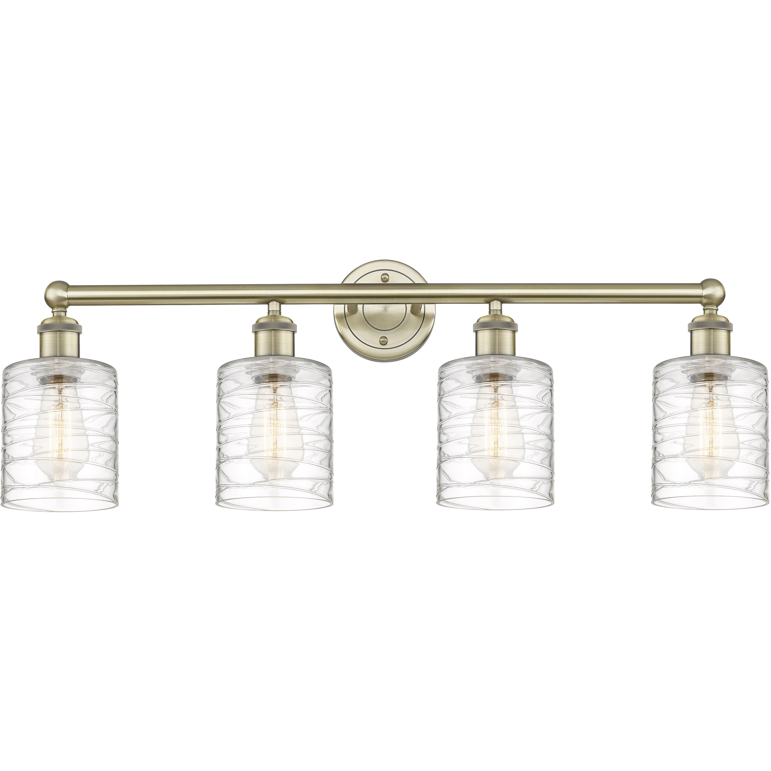 Cobbleskill 4 Light 32 inch Antique Brass Bath Vanity Light Wall Light in Deco Swirl