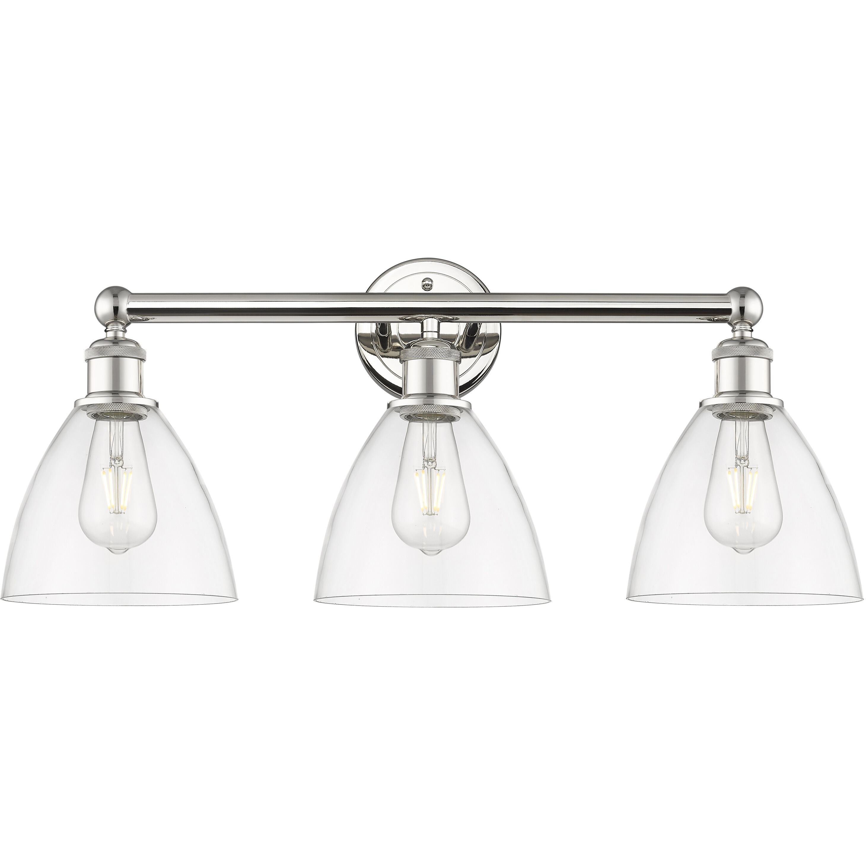 Bristol Glass 3 Light 25.5 inch Polished Nickel Bath Vanity Light Wall Light in Clear