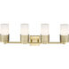 Bolivar 4 Light 31 inch Brushed Brass Bath Vanity Light Wall Light in Matte White Glass