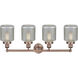 Stanton 4 Light 33 inch Antique Copper and Clear Wire Mesh Bath Vanity Light Wall Light