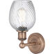 Salina 1 Light 5 inch Antique Copper and Clear Spiral Fluted Sconce Wall Light
