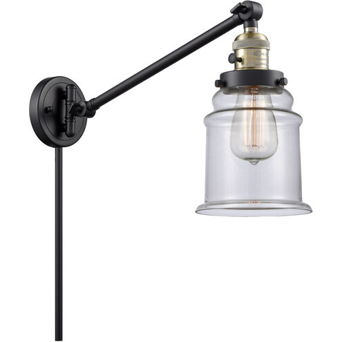 Canton 35 inch 60.00 watt Black Antique Brass Swing Arm Wall Light, Franklin Restoration