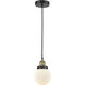 Beacon 1 Light 6 inch Black Antique Brass Mini Pendant Ceiling Light in Matte White Glass