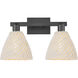 Natural Ballston Dome 2 Light 16 inch Matte Black Bath Vanity Light Wall Light