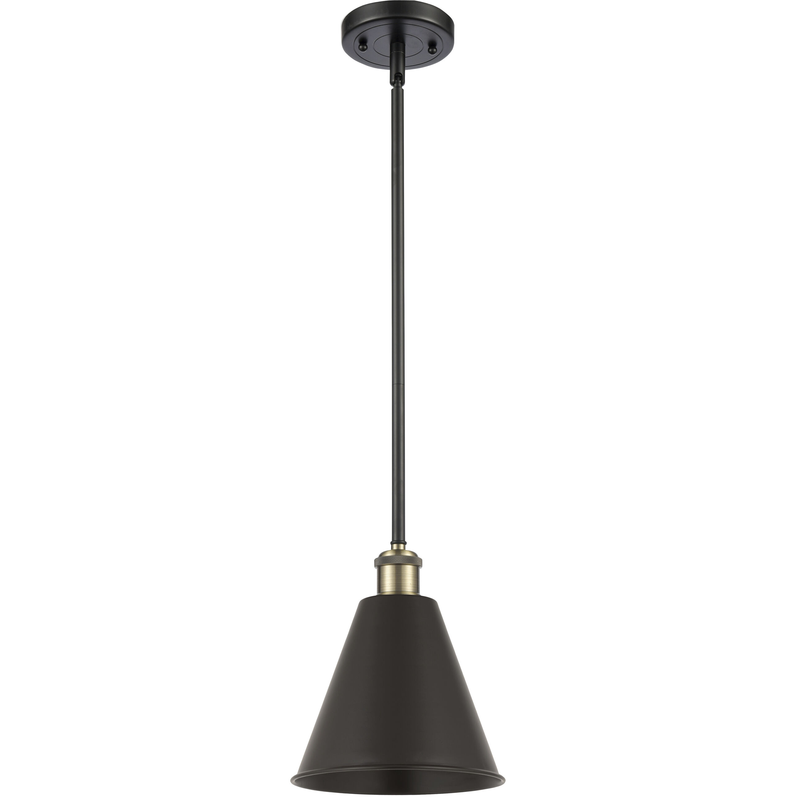 Ballston Cone 1 Light 8 inch Black Antique Brass Pendant Ceiling Light