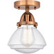 Nouveau 2 Olean 1 Light 7 inch Antique Copper Semi-Flush Mount Ceiling Light in Seedy Glass