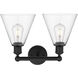 Berkshire 2 Light 17 inch Matte Black Bath Vanity Light Wall Light in Clear