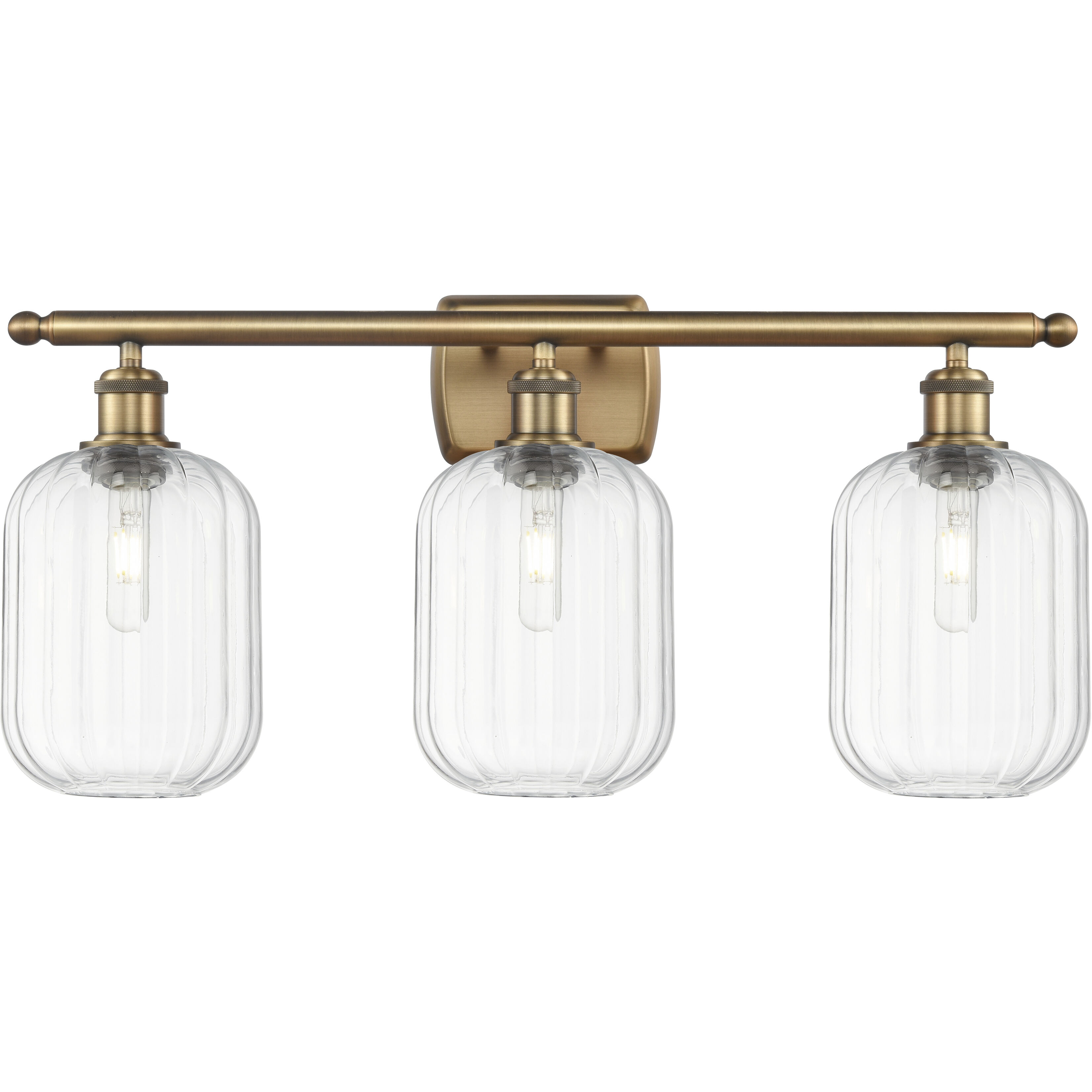 Ballston Preston 3 Light 26.75 inch Brushed Brass Bath Vanity Light Wall Light in Clear