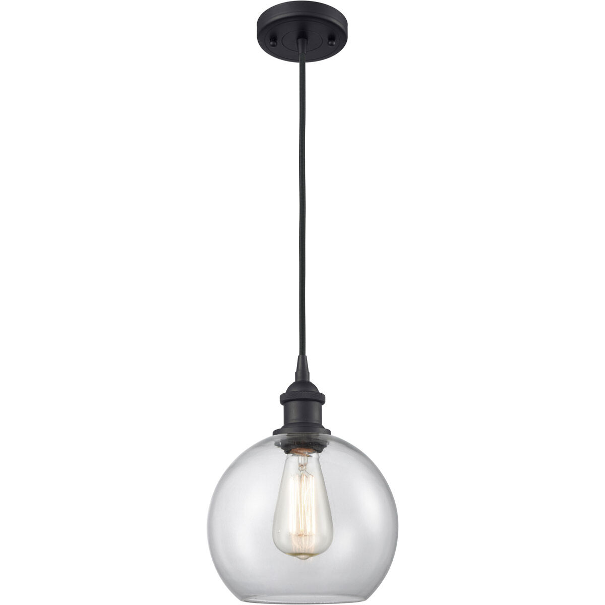 Ballston Athens LED 8 inch Matte Black Mini Pendant Ceiling Light in Clear Glass, Ballston