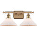 Ballston Orwell 2 Light 18 inch Brushed Brass Bath Vanity Light Wall Light in Matte White Glass, Ballston