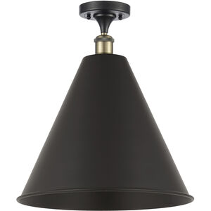 Ballston Cone LED 16 inch Black Antique Brass Semi-Flush Mount Ceiling Light
