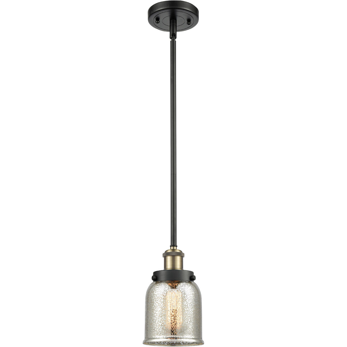 Ballston Bell LED 5 inch Black Antique Brass Mini Pendant Ceiling Light, Small Bell