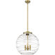 Ballston Athens Deco Swirl LED 17.88 inch Brushed Brass Statement Pendant Ceiling Light in Clear Deco Swirl
