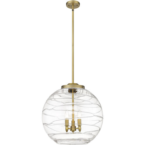 Ballston Athens Deco Swirl LED 17.88 inch Brushed Brass Statement Pendant Ceiling Light in Clear Deco Swirl