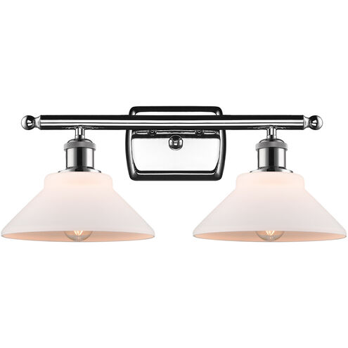 Ballston Orwell 2 Light 18 inch Polished Chrome Bath Vanity Light Wall Light in Matte White Glass, Ballston