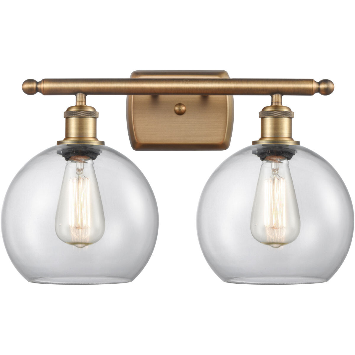 Ballston Athens 2 Light 16 inch Brushed Brass Bath Vanity Light Wall Light in Clear Glass, Ballston