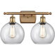 Ballston Athens 2 Light 16 inch Brushed Brass Bath Vanity Light Wall Light in Clear Glass, Ballston