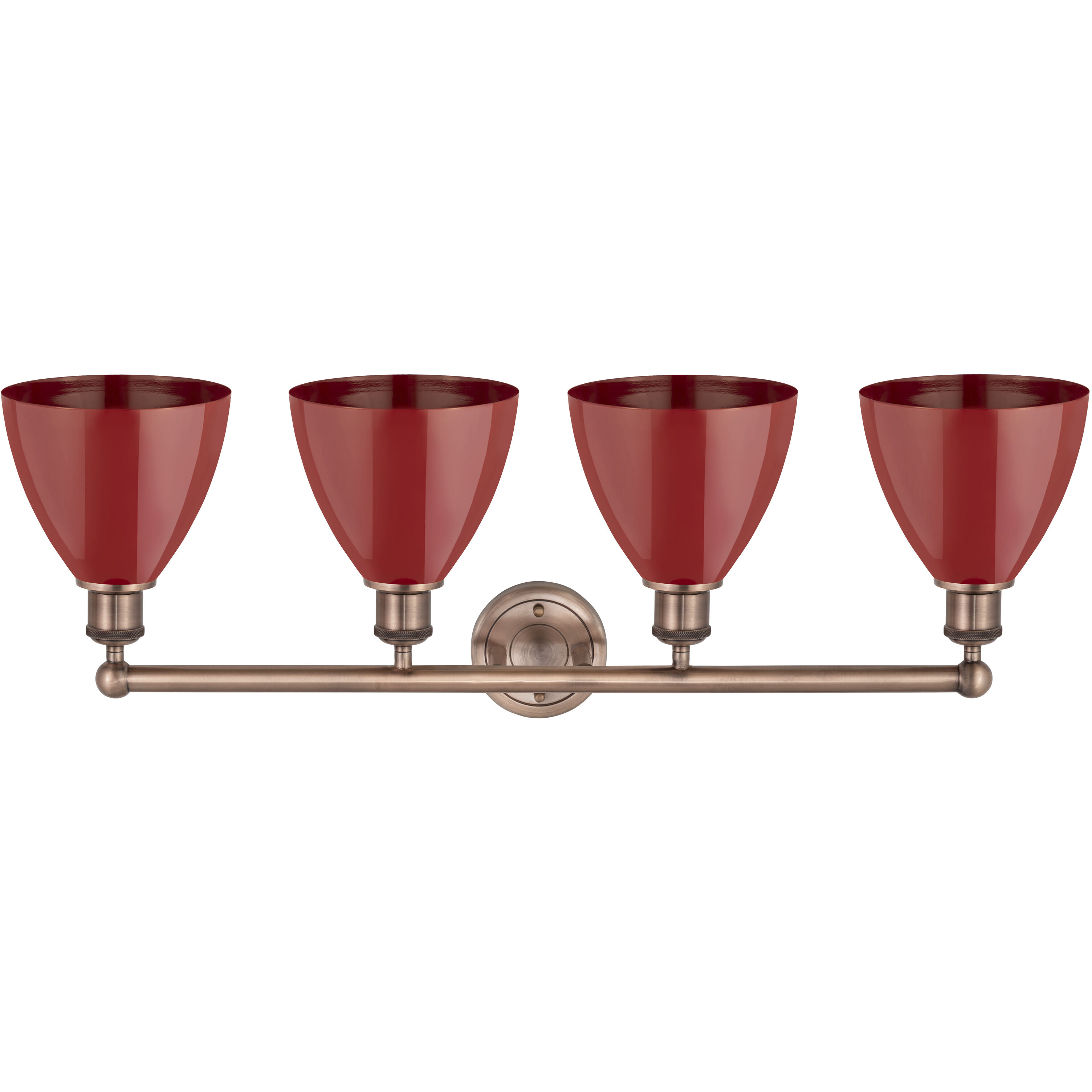 Plymouth Dome 4 Light 34.5 inch Antique Copper Bath Vanity Light Wall Light in Red