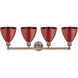 Plymouth Dome 4 Light 34.5 inch Antique Copper and Red Bath Vanity Light Wall Light
