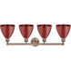Plymouth Dome 4 Light 34.5 inch Antique Copper Bath Vanity Light Wall Light in Red