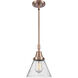Franklin Restoration Large Cone LED 8 inch Antique Copper Mini Pendant Ceiling Light in Seedy Glass