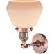 Franklin Restoration Fulton LED 7 inch Antique Copper Semi-Flush Mount Ceiling Light in Matte White Glass, Franklin Restoration