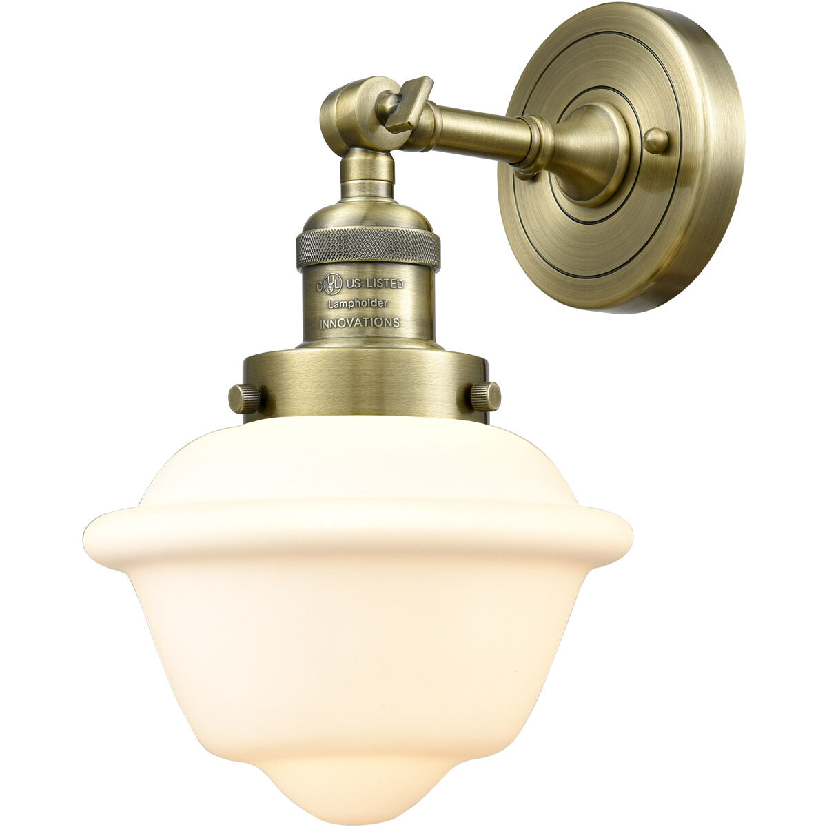 Franklin Restoration Small Oxford 1 Light 8 inch Antique Brass Semi-Flush Mount Ceiling Light in Incandescent, Matte White Glass, Franklin Restoration
