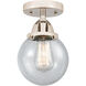 Nouveau 2 Beacon LED 6 inch Polished Nickel Semi-Flush Mount Ceiling Light in Seedy Glass