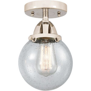 Nouveau 2 Beacon LED 6 inch Polished Nickel Semi-Flush Mount Ceiling Light in Seedy Glass