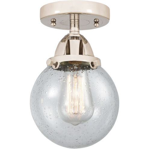 Nouveau 2 Beacon LED 6 inch Polished Nickel Semi-Flush Mount Ceiling Light in Seedy Glass