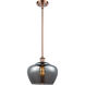 Ballston Large Fenton LED 11 inch Antique Copper Pendant Ceiling Light in Plated Smoke Glass, Ballston