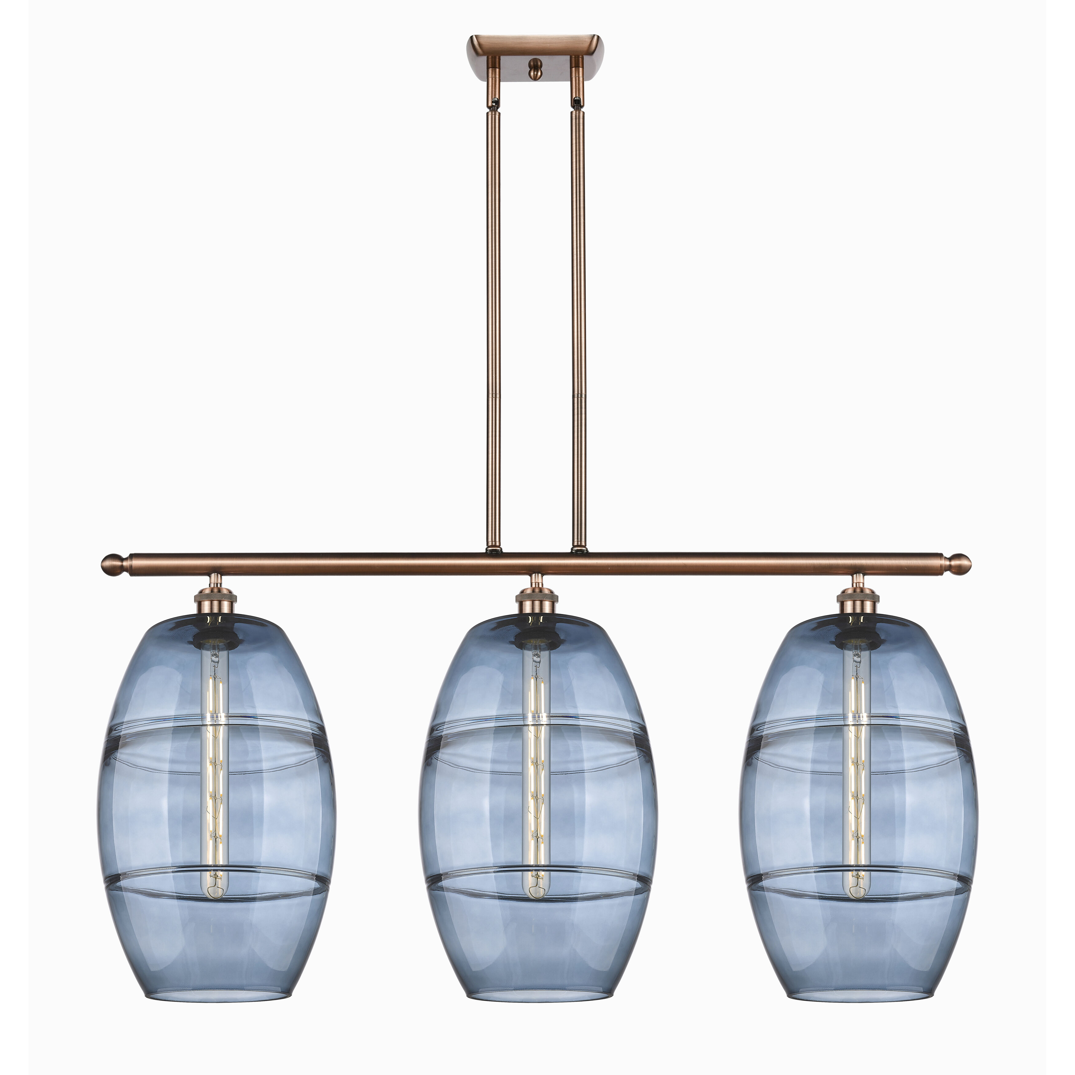 Ballston Vaz 3 Light 36.5 inch Antique Copper Stem Hung Island Light Ceiling Light