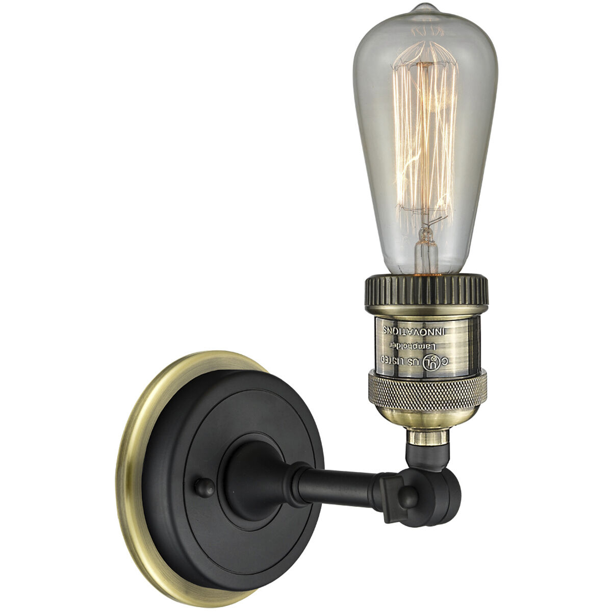 Bare Bulb Sconce Wall Light in Matte Black/Black Antique Brass