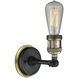 Bare Bulb Sconce Wall Light in Matte Black/Black Antique Brass