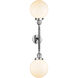 Franklin Restoration Large Beacon 2 Light 19 inch Polished Chrome Bath Vanity Light Wall Light in Matte White Glass, Franklin Restoration