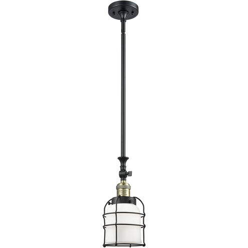 Franklin Restoration Bell Cage 1 Light 6 inch Black Antique Brass Mini Pendant Ceiling Light in Incandescent, Matte White, Franklin Restoration