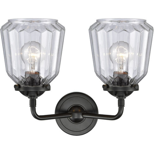 Nouveau Chatham LED 14 inch Oil Rubbed Bronze Bath Vanity Light Wall Light in Clear Glass, Nouveau
