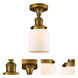 Franklin Restoration Small Bell LED 5 inch Brushed Brass Semi-Flush Mount Ceiling Light in Matte White Glass, Franklin Restoration