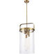 Restoration Pilaster LED 13.38 inch Brushed Brass Mini Pendant Ceiling Light, Restoration