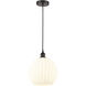 Edison White Venetian 1 Light 12 inch Oil Rubbed Bronze Cord Hung Pendant Ceiling Light