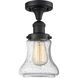 Franklin Restoration Bellmont LED 6 inch Matte Black Semi-Flush Mount Ceiling Light in Seedy Glass, Franklin Restoration